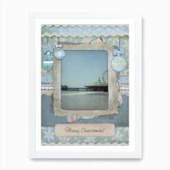 Blue Merry Christmas Santa Monica Pier Scrapbook Page Art Print -Xmas Gifts Hub m2Fgen2Fart print std portrait framed white2F363708a1 e20d 448b b9ab 3e830160b915