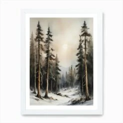 Winter Pine Forest Christmas Painting (13) Art Print -Xmas Gifts Hub m2Fgen2Fart print std portrait framed white2F3dc00e28 5146 41d9 99fd 8f5652bbb4cf