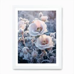 Frosty Botanical Christmas Rose 4 Art Print -Xmas Gifts Hub m2Fgen2Fart print std portrait framed white2F6231970f 9c16 4894 b1e1 202239c551b7