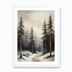 Winter Pine Forest Christmas Painting (25) Art Print -Xmas Gifts Hub m2Fgen2Fart print std portrait framed white2F648a9d0c 2d77 4037 b2ce cf24fedfab5f