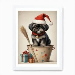 Christmas Shih Tzu Dog Wear Santa Hat (12) Art Print -Xmas Gifts Hub m2Fgen2Fart print std portrait framed white2F67ab37e6 0184 44c7 8e57 be7465c78cec