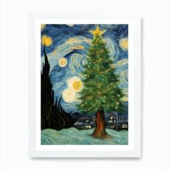 Christmas Tree Van Gogh Style Art Print -Xmas Gifts Hub m2Fgen2Fart print std portrait framed white2F6e2dc961 772e 4b18 88aa 7951bd04d90f