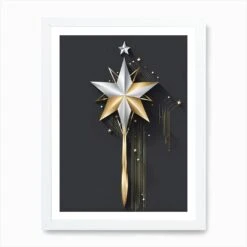Christmas Star Magic Wand Vector Illustration Art Print -Xmas Gifts Hub m2Fgen2Fart print std portrait framed white2F721a8183 4b15 4bf4 8a4c fffe61687f83
