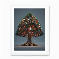 Christmas Tree 6 Art Print -Xmas Gifts Hub m2Fgen2Fart print std portrait framed white2F86f9de8e 2ac4 4ab5 ad0e 158838a30816