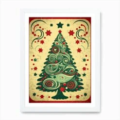 Christmas Tree, Vintage Art Print -Xmas Gifts Hub m2Fgen2Fart print std portrait framed white2F8e92dcab f1c2 4d4f bb32 41d57bfc0066