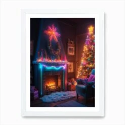 Christmas Eve Living Room Art Print -Xmas Gifts Hub m2Fgen2Fart print std portrait framed white2F8eb6e82b 1503 4281 9367 af795f37a3cb