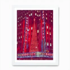 Radio City Hall In Christmas, New York Art Print -Xmas Gifts Hub m2Fgen2Fart print std portrait framed white2F98160338 3b41 48f1 8ff2 4fff18dd63bb