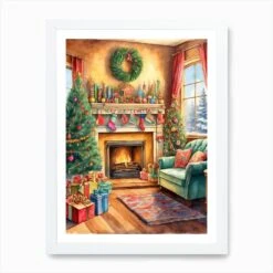 Christmas Home. Art Print -Xmas Gifts Hub m2Fgen2Fart print std portrait framed white2Fa1409896 098b 48c3 846a bd31071c2979