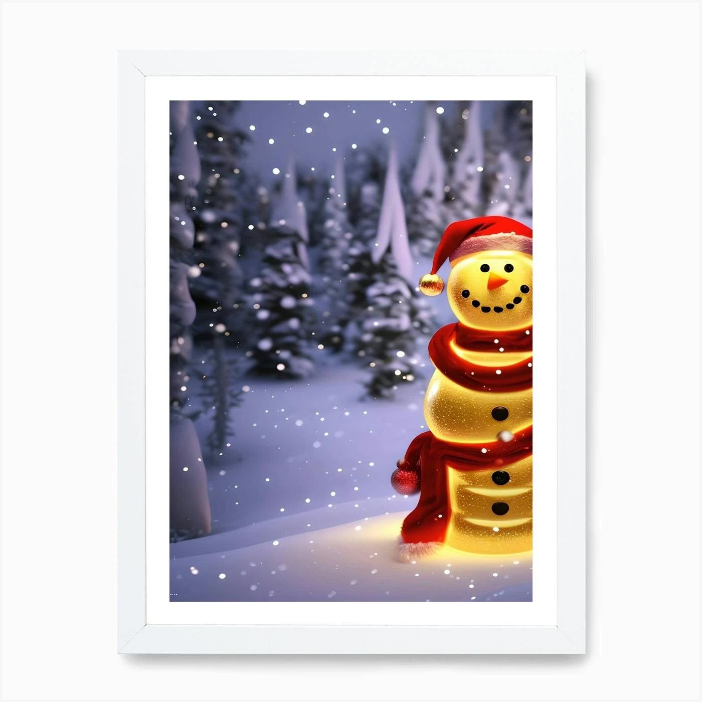 Christmas Snowman 1 Art Print 5 Christmas Snowman 1 Art Print - Image 3