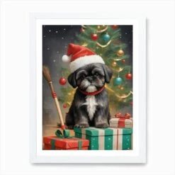 Christmas Shih Tzu Dog Wear Santa Hat (17) Art Print -Xmas Gifts Hub m2Fgen2Fart print std portrait framed white2Fca2b4f5f 6a3e 481c b468 d4c95f6afbf9