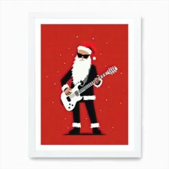 Santa Claus Playing Guitar, Christmas Art Print -Xmas Gifts Hub m2Fgen2Fart print std portrait framed white2Fcefc2a8c ca51 44ff 92af bb52ada02ed9