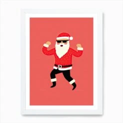 Santa Claus Dancing 22, Christmas Art Print -Xmas Gifts Hub m2Fgen2Fart print std portrait framed white2Fe6a06c48 fbff 43ea 8b70 3d93ecf02891