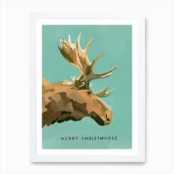 Christmas Moose Art Print -Xmas Gifts Hub m2Fgen2Fart print std portrait framed white2Ff02d2a4f 007f 4a71 b37a fd924a0f2052