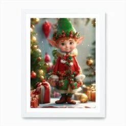 Christmas Elf Art Print -Xmas Gifts Hub m2Fgen2Fart print std portrait framed white2Ff126719d e49c 4952 b800 32ed452714be