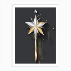 Christmas Star Magic Wand Vector Illustration Art Print