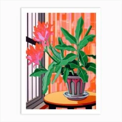 Mexican Style Cactus Illustration Christmas Cactus 2 Art Print