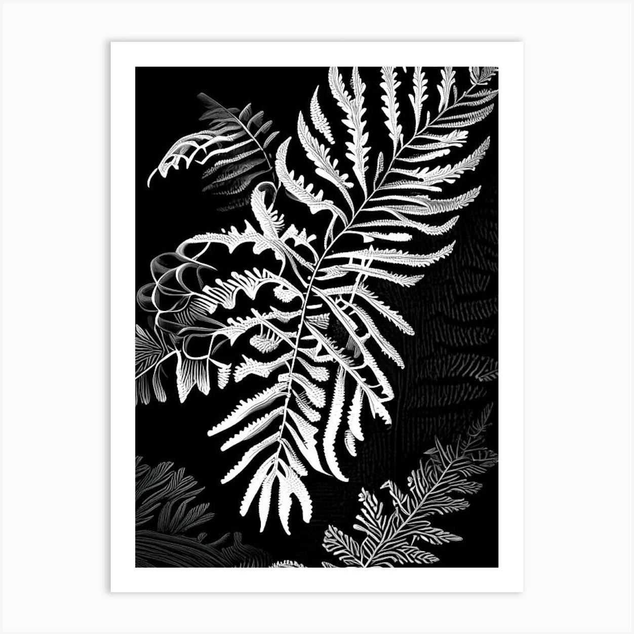 Christmas Fern Linocut Art Print 3 Christmas Fern Linocut Art Print