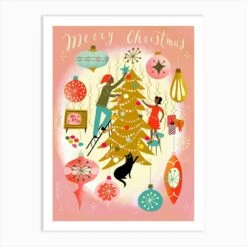 Midcentury Christmas Baubles Art Print