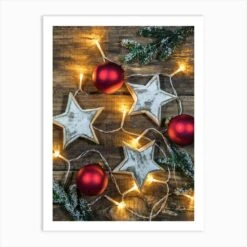 Christmas Decoration With Lights Art Print