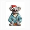 Koala Christmas Hat Art Print
