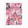 Pink Christmas Village 3 Art Print -Xmas Gifts Hub m2Fgen2Fart print std portrait p12F94c7d527 00b5 45bb 9688 4d72c4565887