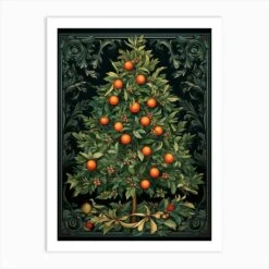 William Morris Style Christmas Tree 19 Art Print