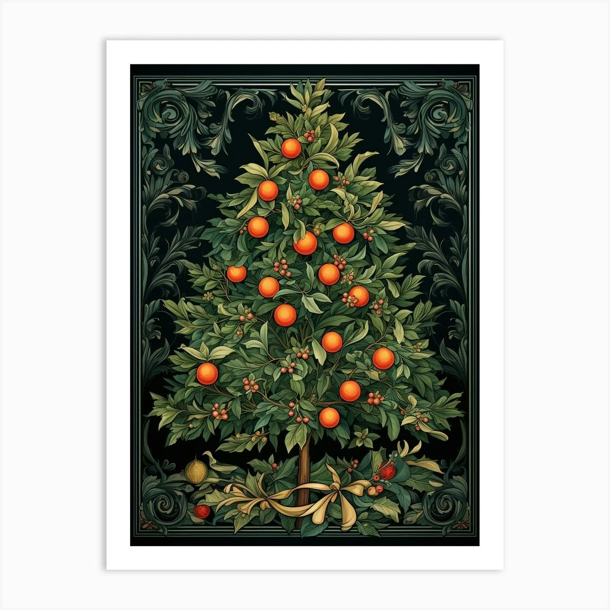 William Morris Style Christmas Tree 19 Art Print 3 William Morris Style Christmas Tree 19 Art Print