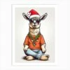 Llama Christmas Hat Art Print