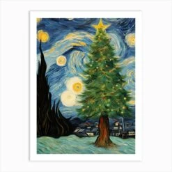 Christmas Tree Van Gogh Style Art Print